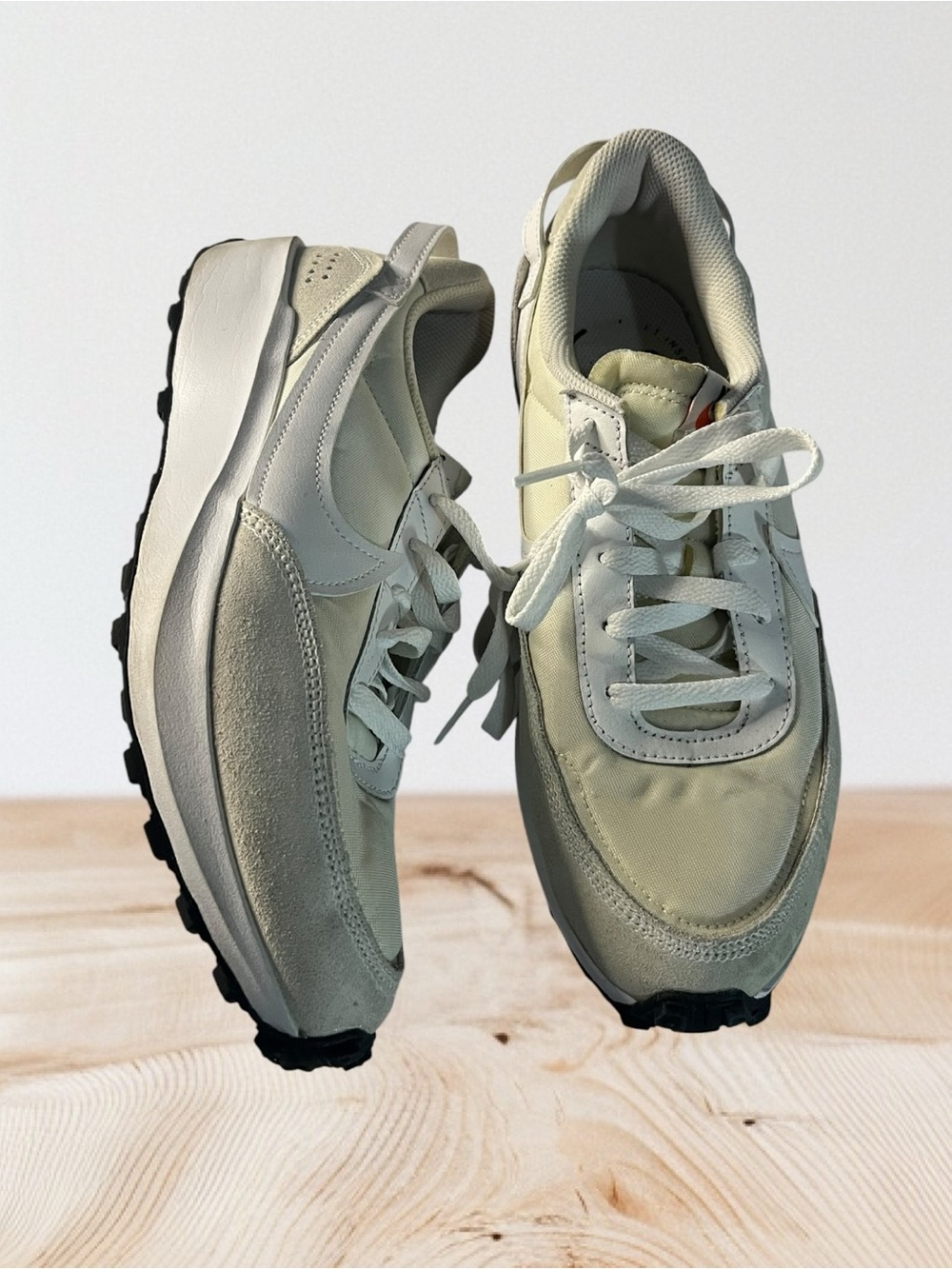 Nike Women's Light Stone and Black Retro-Style Running Sneakers